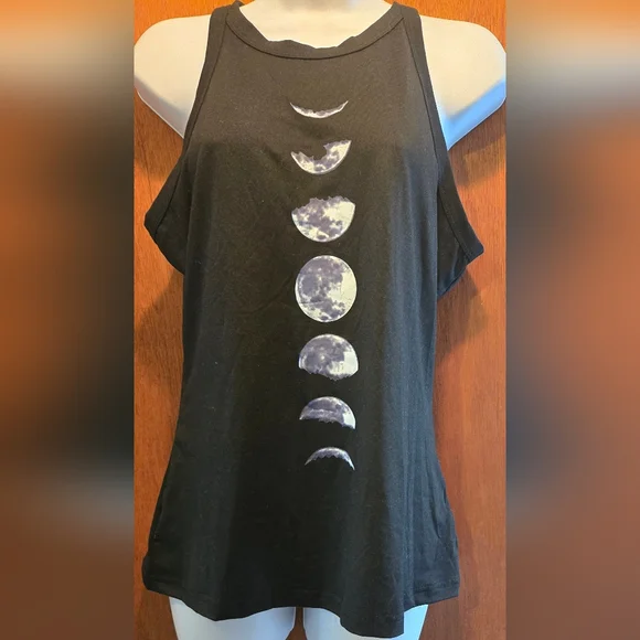 Chic Me Black Moon Phase Women's Tank Top SzXL - Picture 2 of 6